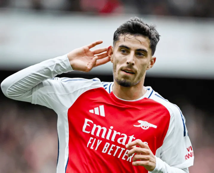 哈弗茨在英超中打进34球，德国球员中只少于44球的京多安